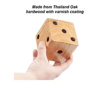 Gse Games & Sports Expert 3.5-Inch Premium Oak Giant Yard Dice Set with Bucket and Yardzee & Farkle Scorecard.