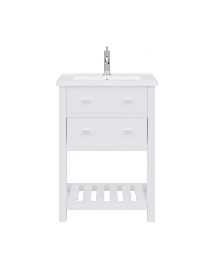 Viola 24 in. W Bath Vanity in Pure White with Ceramic Vanity Top in White with Integrated White Basin