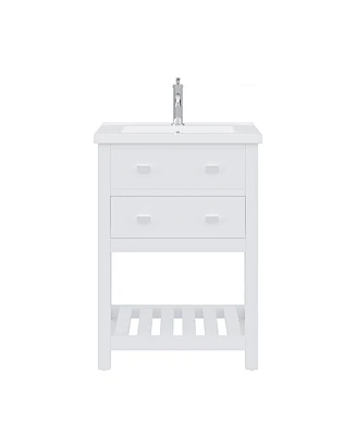 Viola 24 in. W Bath Vanity in Pure White with Ceramic Vanity Top in White with Integrated White Basin