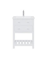 Viola 24 in. W Bath Vanity in Pure White with Ceramic Vanity Top in White with Integrated White Basin