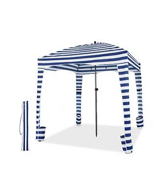 6 x 6 Feet Foldable Beach Cabana Tent with Carrying Bag and Detachable Sidewall