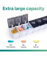 Sukuos Weekly Pill Organizer 7 Day 2 Times A Day, Am Pm Medicine Box with Easy Push Button