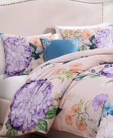 Bebejan Bright Bouquet Bedding 100% Cotton Sateen 5 Piece King Size Reversible Comforter Set