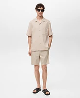 Mango Men's Striped Linen-Blend Bermuda Shorts