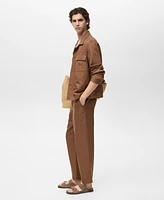 Mango Men's Linen-Blend Elastic Waist Pants