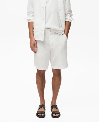 Mango Men's Linen Lyocell Slim-Fit Bermuda Shorts