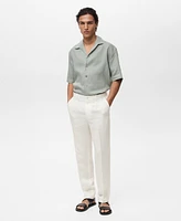 Mango Men's Linen-Blend Pleated Pants