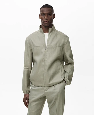 Mango Men's Zipper Linen Jacket