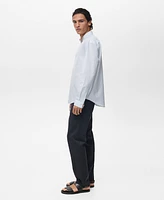 Mango Men's Mao Collar Linen Shirt