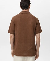 Mango Men's Openwork Cotton Knitted Polo Shirt