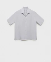 Mango Men's Lyocell-Linen Bowling-Collar Shirt