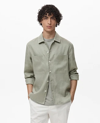 Mango Men's Linen Lightweight Overshirt
