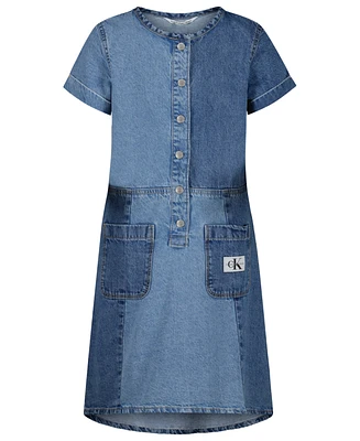Clavin Klein Big Girls Patchwork Denim Dress
