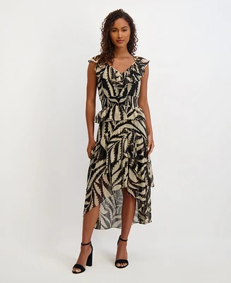 kensie Women's Sleeveless Chiffon A-Line Dress