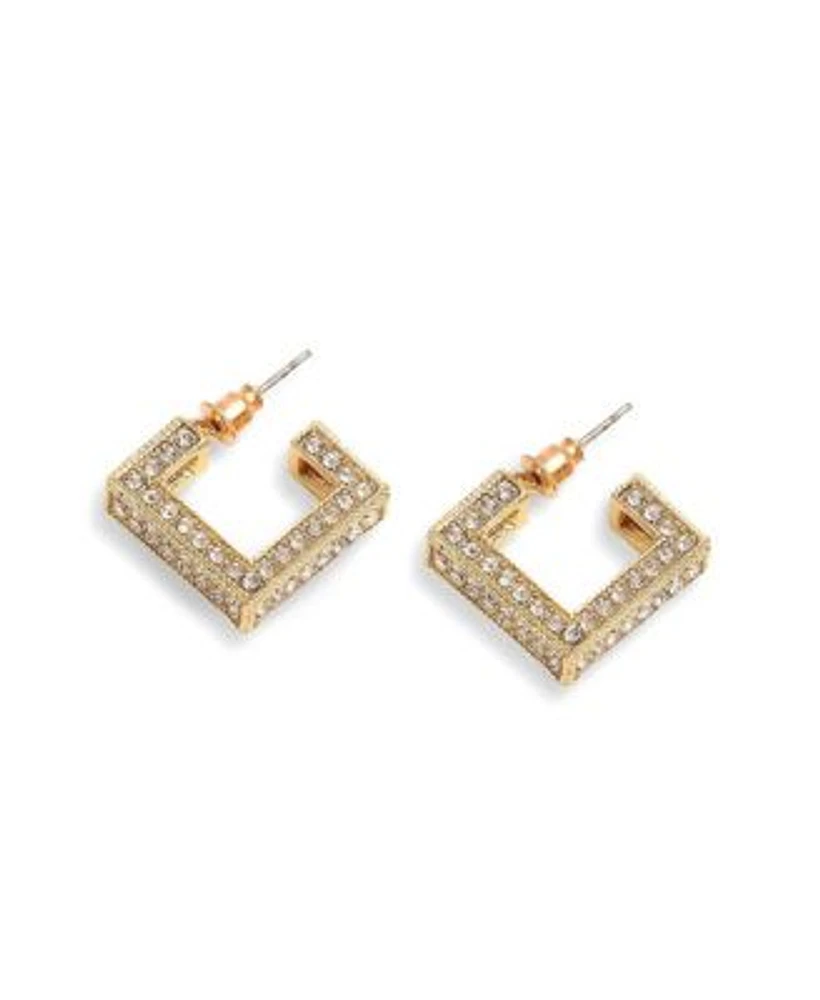 Sohi Womens Gold Plated Party Designer Stone Hoop Earrings