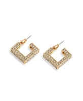 Sohi Womens Gold Plated Party Designer Stone Hoop Earrings