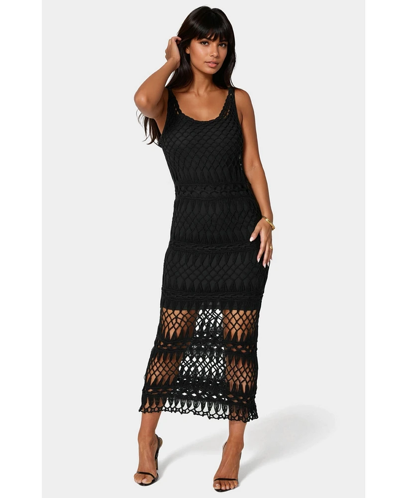 Bebe Women's Geo Crochet Tank Maxi
