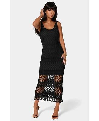 Bebe Women's Geo Crochet Tank Maxi