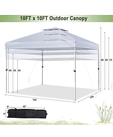 2-Tier 10 x 10 Feet Pop-up Canopy Tent with Wheeled Carry Bag