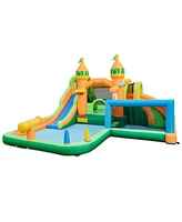 Gymax Kids Inflatable Water Slide Park w/ Splash Pools Wet Dry Combo Blower Excluded