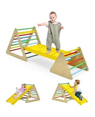 3 Piece Toddler Triangle Set Montessori with 2 Climbing Triangles and 1 Ramp