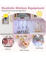 Wooden Kitchen Playset with Ice Maker and Sounds for Ages 3+