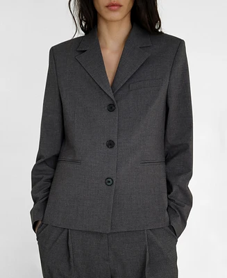 Mango Women's Straight Button Suit Blazer
