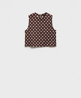 Mango Women's Polka-Dot Linen Crop Top