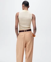 Mango Women's Polo-Neck Knitted Top