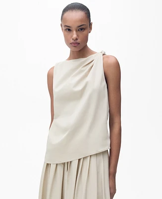 Mango Women's Knotted-Hem Cotton Top