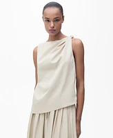 Mango Women's Knotted-Hem Cotton Top