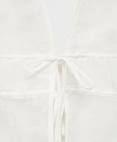 Mango Women's Bow Closure Ramie Crop Top