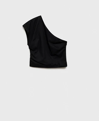 Mango Women's Asymmetrical Linen Top