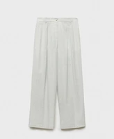Mango Women's Straight-Fit Linen-Blend Suit Pants