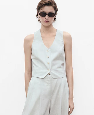 Mango Women's Linen-Blend Suit Vest