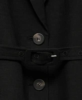 Mango Women's Belted Linen-Blend Suit Jacket