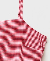 Mango Women's Ruffled Gingham-Check Top