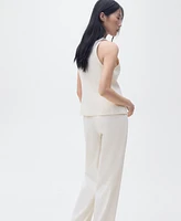 Mango Women's Bow Linen-Blend Top