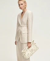 Mango Women's Belted Linen Suit Jacket