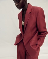 Mango Women's Linen-Blend Suit Jacket