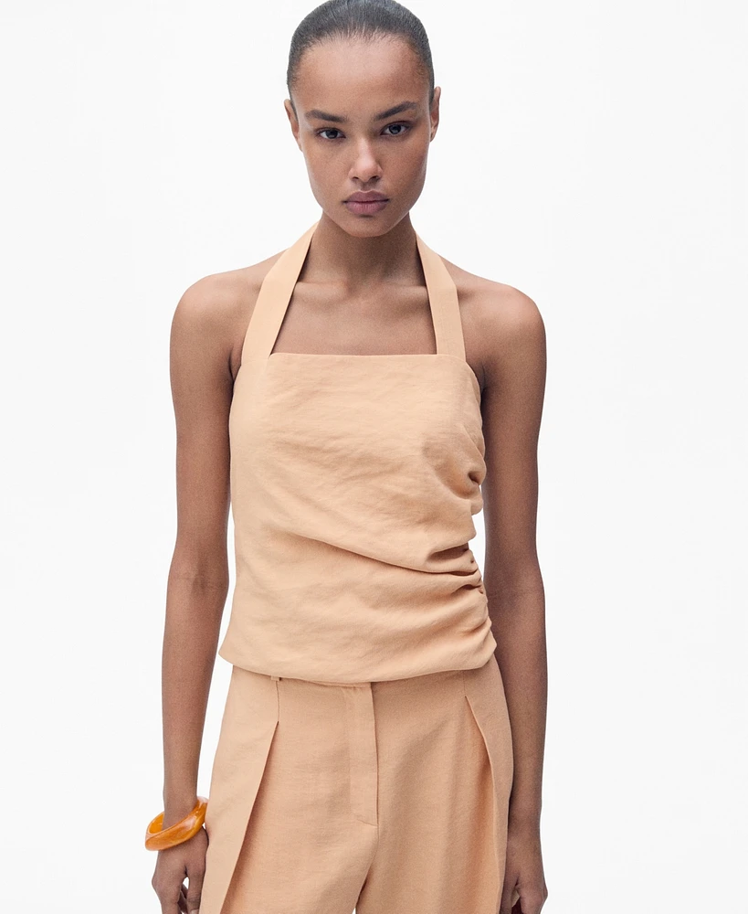 Mango Women's Gathered Detail Lyocell Top