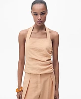 Mango Women's Gathered Detail Lyocell Top