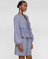 Avec Les Filles Women's Linen-Blend Tie-Front Blouse