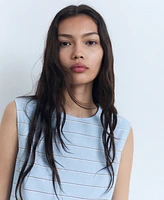 Mango Women's Striped Cotton Blouse