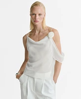Mango Women's Flower Detail Draped Top