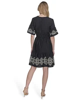 Vince Camuto Women's Cotton Embroidered Fit & Flare Dress
