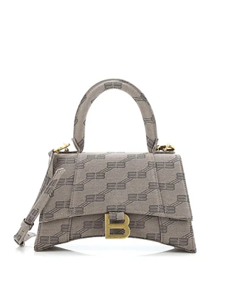 Pre-Owned Balenciaga Small Hourglass Top Handle Bag Bb Coated Canvas
