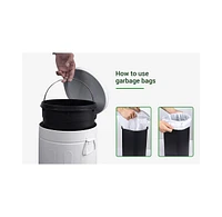 3.2 Gal./12-Liter and 0.8 Gal./3 Liter Old Time Style Round White Metal Step-on Trash Can Set