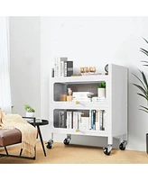 2 Door Accent Cabinet, 3 Tier Kitchen Organizer Shelf, White