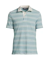 Lands' End Men's Short Sleeve Cotton Linen Rugby Polo